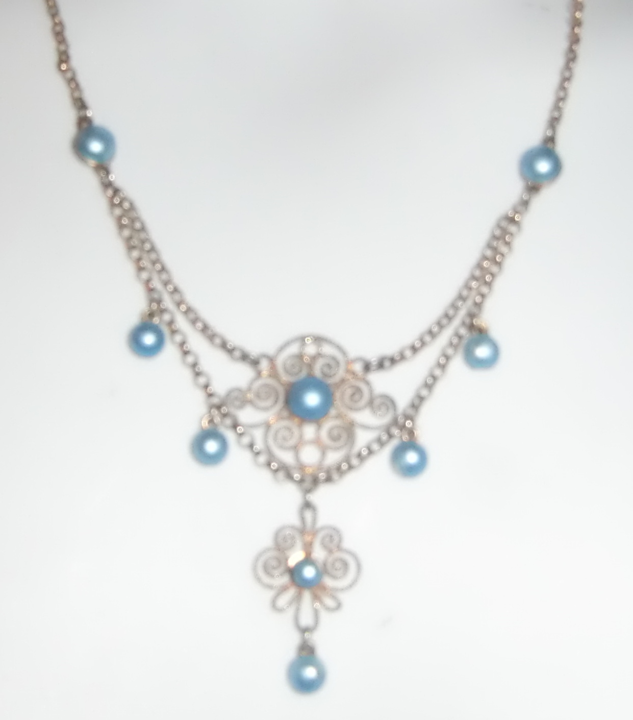 M866M Beautiful Art Nouveau Marius Hammer silver and enamel necklace