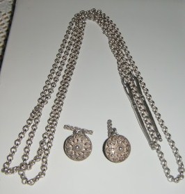 M582M Cufflinks 925S and long chain in pewter