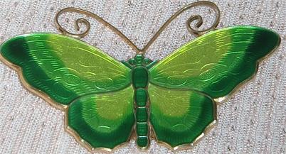 M573M David Andersen Large Silver Enamel Butterfly Brooch