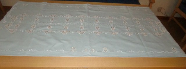 M679M Blue Hardanger Tablecloth